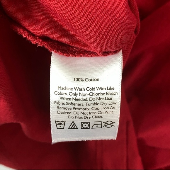 Eddie Bauer Long Sleeve T Shirt Mens Large Red Cotton Crew Neck Tee Banded Cuffs - Picture 6 of 8